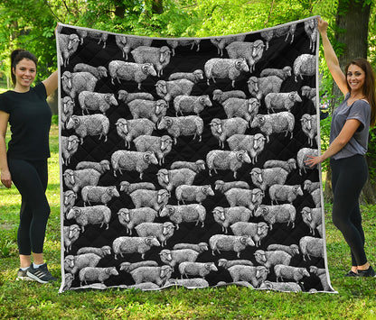 Black And White Sheep Pattern Print Quilt
