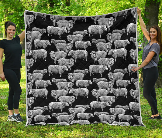 Black And White Sheep Pattern Print Quilt