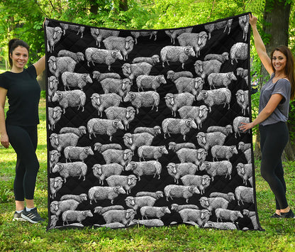 Black And White Sheep Pattern Print Quilt