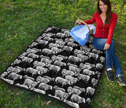 Black And White Sheep Pattern Print Quilt