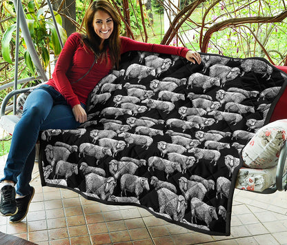 Black And White Sheep Pattern Print Quilt