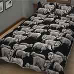 Black And White Sheep Pattern Print Quilt Bed Set