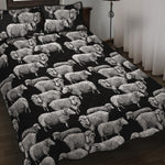 Black And White Sheep Pattern Print Quilt Bed Set