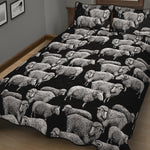 Black And White Sheep Pattern Print Quilt Bed Set