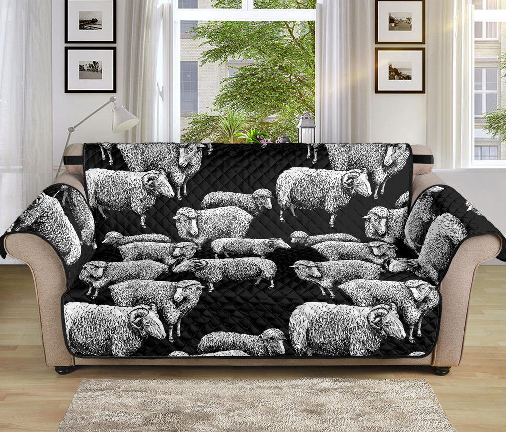 Black And White Sheep Pattern Print Sofa Protector