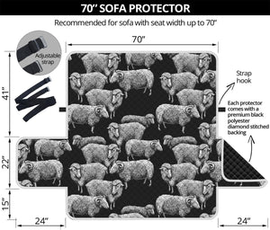 Black And White Sheep Pattern Print Sofa Protector