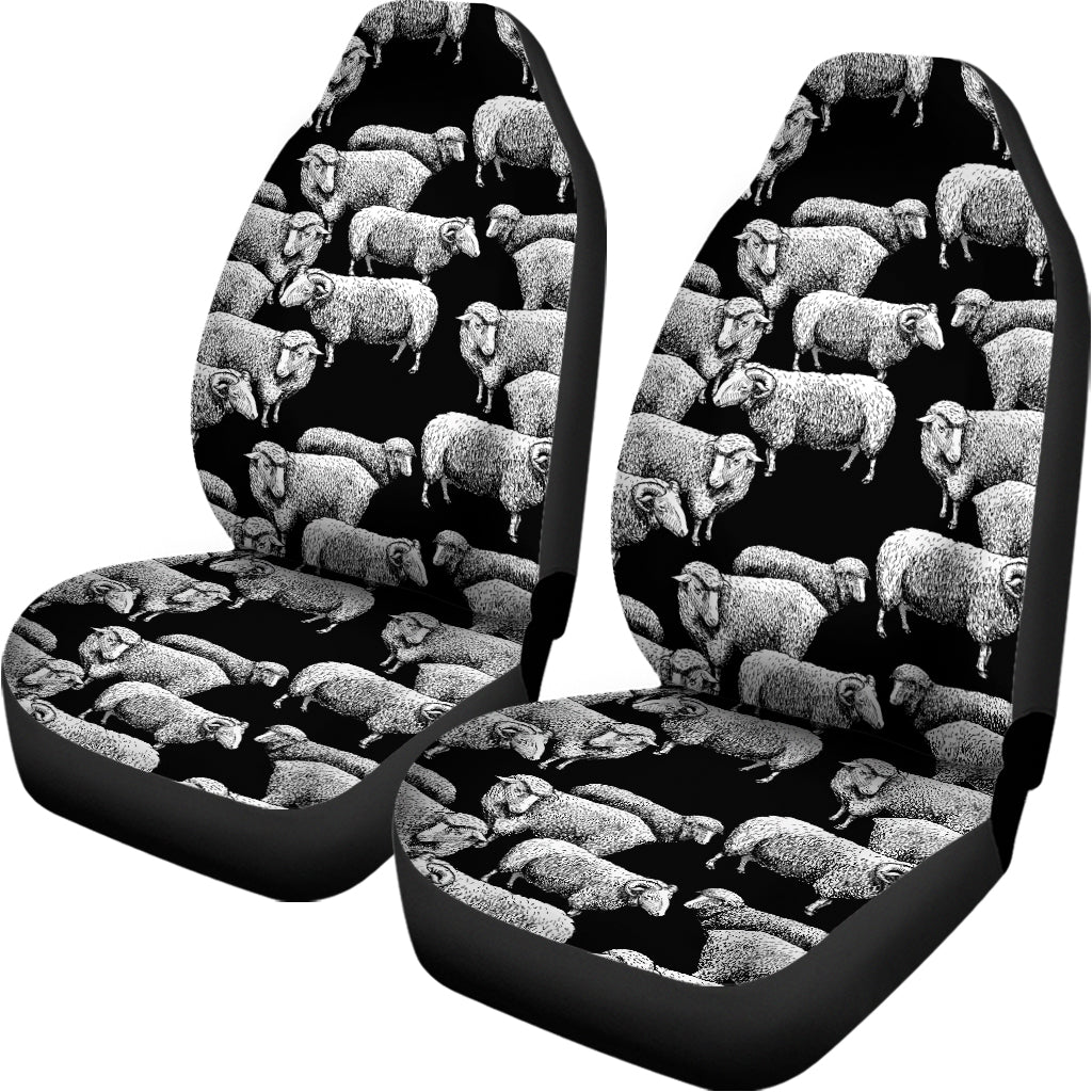 Black And White Sheep Pattern Print Universal Fit Car Seat Covers