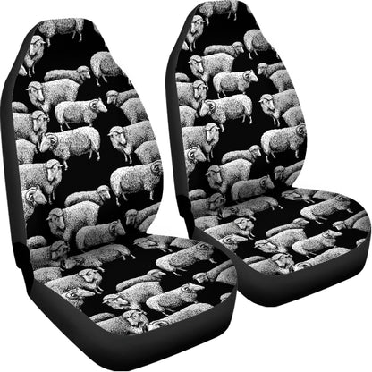 Black And White Sheep Pattern Print Universal Fit Car Seat Covers