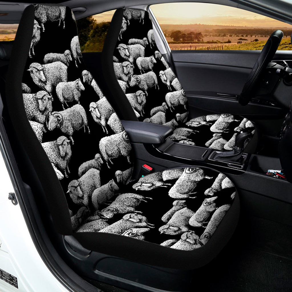 Black And White Sheep Pattern Print Universal Fit Car Seat Covers