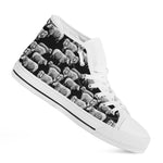 Black And White Sheep Pattern Print White High Top Shoes
