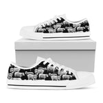 Black And White Sheep Pattern Print White Low Top Shoes