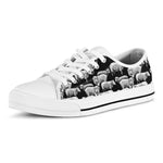 Black And White Sheep Pattern Print White Low Top Shoes