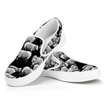 Black And White Sheep Pattern Print White Slip On Shoes