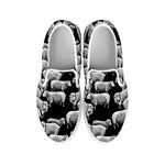 Black And White Sheep Pattern Print White Slip On Shoes
