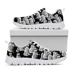 Black And White Sheep Pattern Print White Sneakers