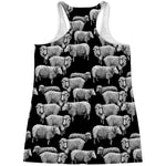 Black And White Sheep Pattern Print Women's Racerback Tank Top