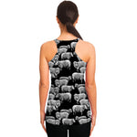 Black And White Sheep Pattern Print Women's Racerback Tank Top