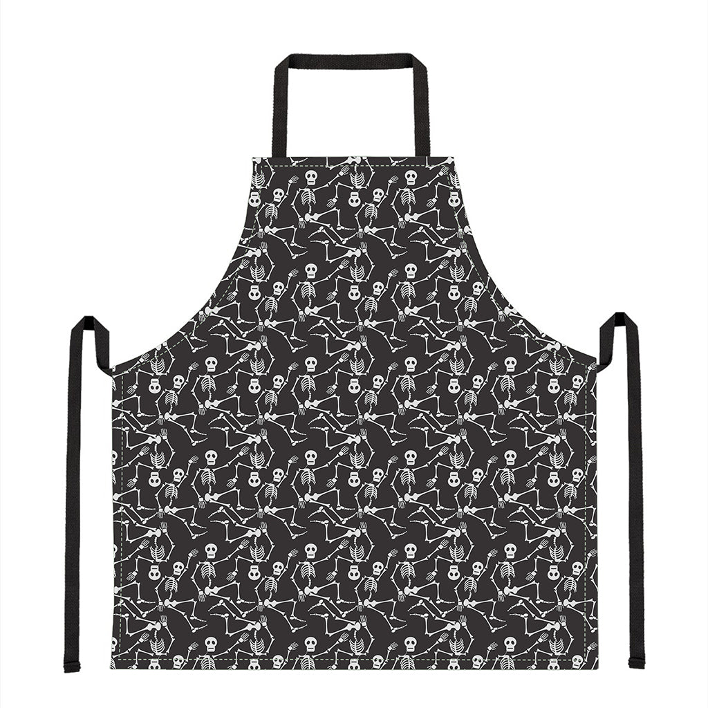 Black And White Skeleton Pattern Print Apron