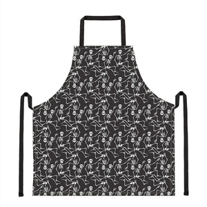 Black And White Skeleton Pattern Print Apron