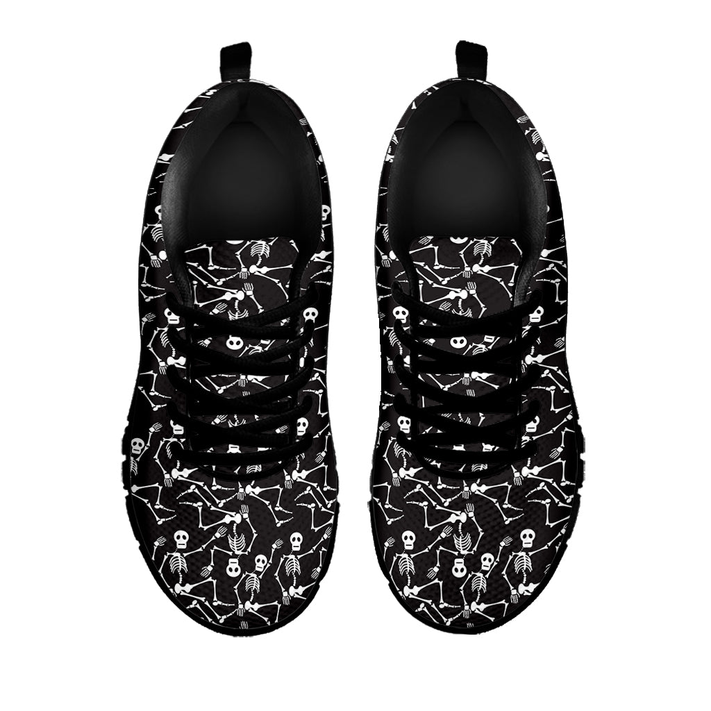 Black And White Skeleton Pattern Print Black Sneakers