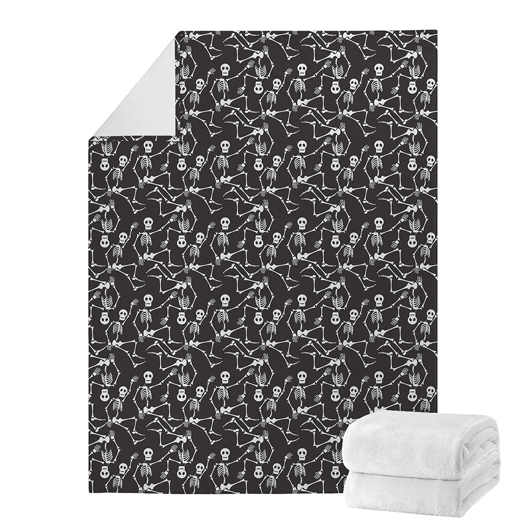 Black And White Skeleton Pattern Print Blanket