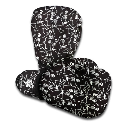 Black And White Skeleton Pattern Print Boxing Gloves