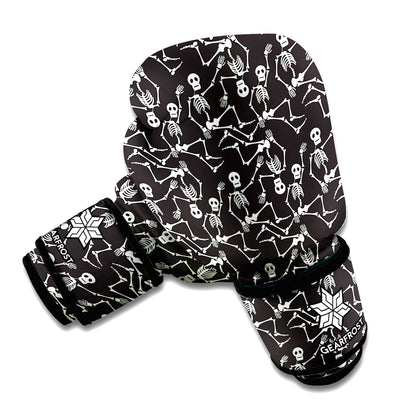 Black And White Skeleton Pattern Print Boxing Gloves