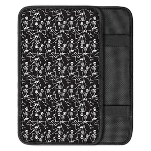 Black And White Skeleton Pattern Print Car Center Console Cover
