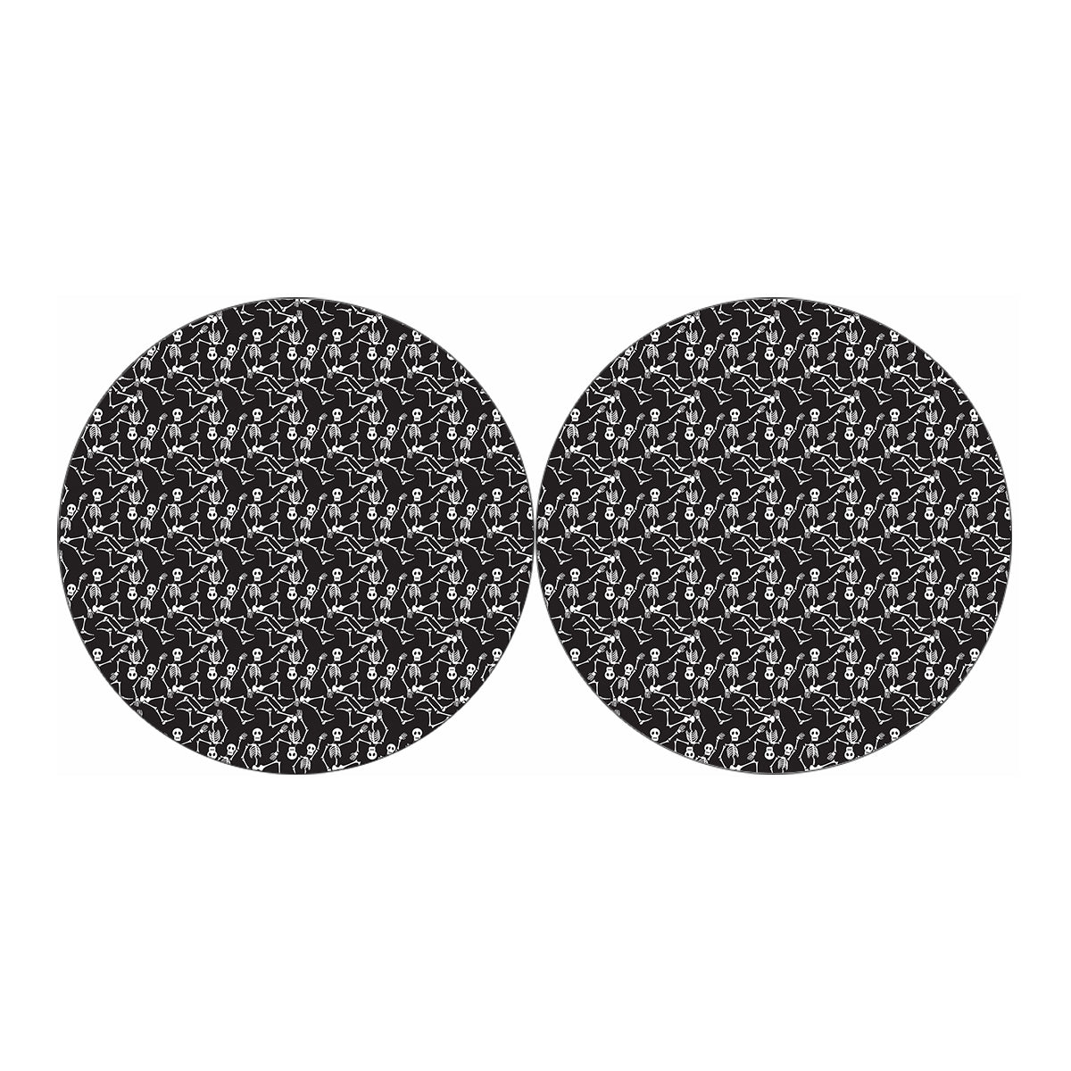 Black And White Skeleton Pattern Print Car Coasters