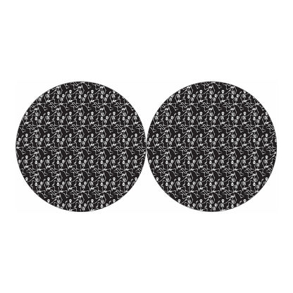 Black And White Skeleton Pattern Print Car Coasters