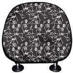 Black And White Skeleton Pattern Print Car Headrest Covers