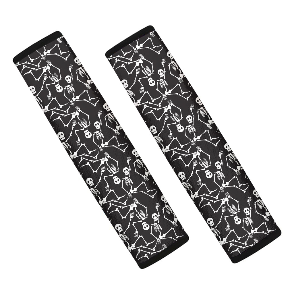 Black And White Skeleton Pattern Print Car Seat Belt Covers