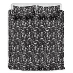 Black And White Skeleton Pattern Print Duvet Cover Bedding Set
