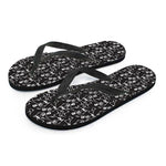 Black And White Skeleton Pattern Print Flip Flops