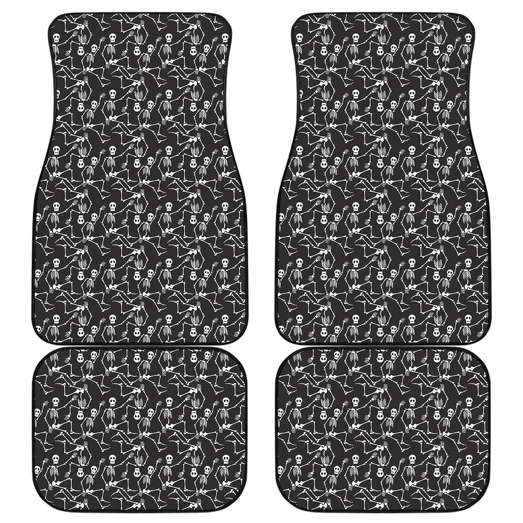 Black And White Skeleton Pattern Print Front and Back Car Floor Mats