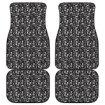 Black And White Skeleton Pattern Print Front and Back Car Floor Mats