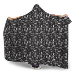 Black And White Skeleton Pattern Print Hooded Blanket