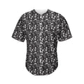 Black And White Skeleton Pattern Print Men's Baseball Jersey
