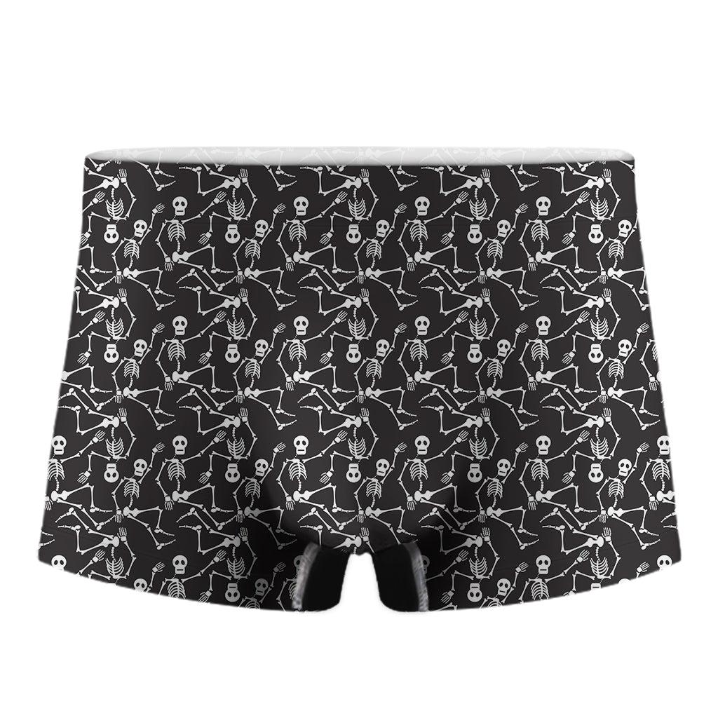 Black And White Skeleton Pattern Print Men's Boxer Briefs