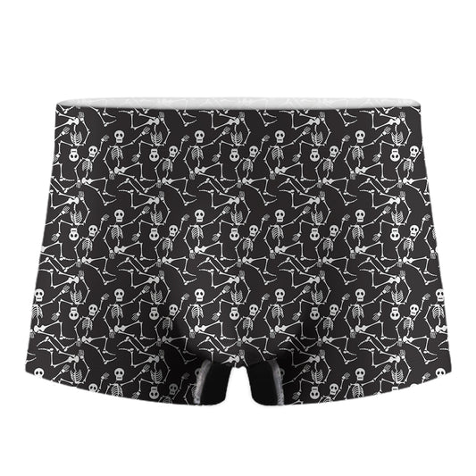Black And White Skeleton Pattern Print Men's Boxer Briefs