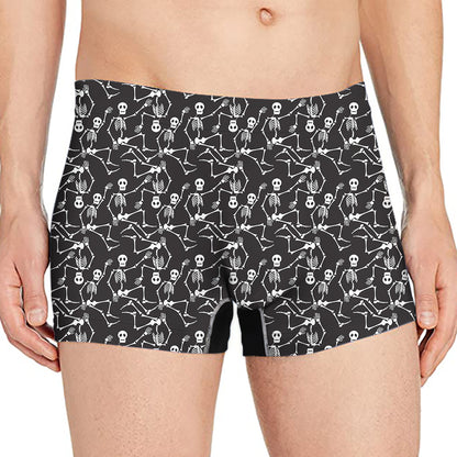 Black And White Skeleton Pattern Print Men's Boxer Briefs