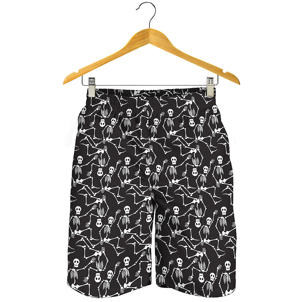 Black And White Skeleton Pattern Print Men's Shorts