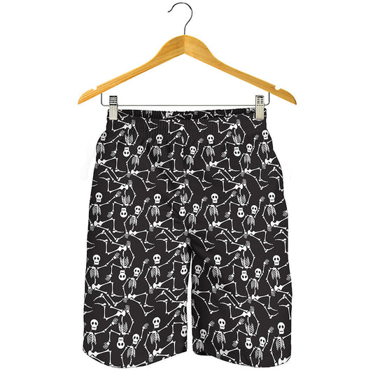 Black And White Skeleton Pattern Print Men's Shorts