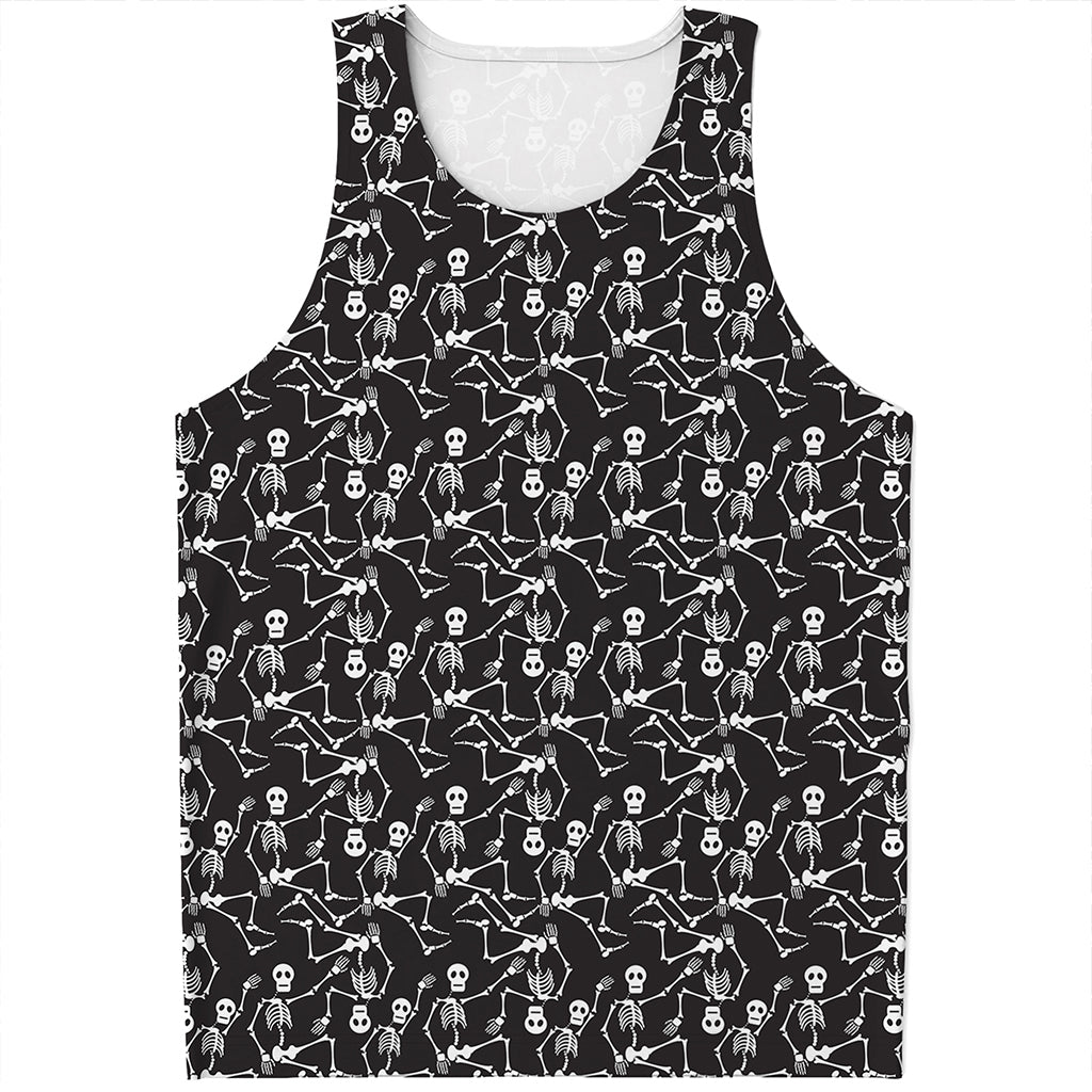 Black And White Skeleton Pattern Print Men's Tank Top