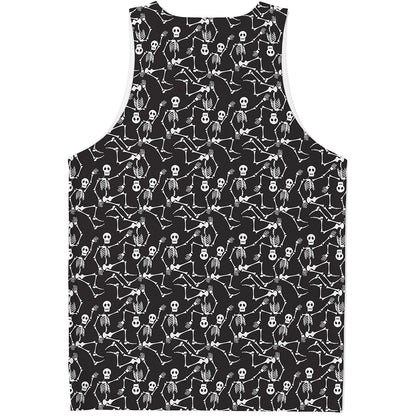 Black And White Skeleton Pattern Print Men's Tank Top