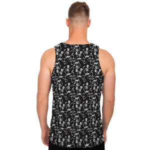 Black And White Skeleton Pattern Print Men's Tank Top