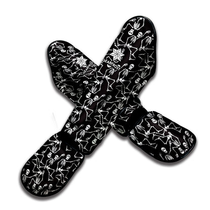 Black And White Skeleton Pattern Print Muay Thai Shin Guard