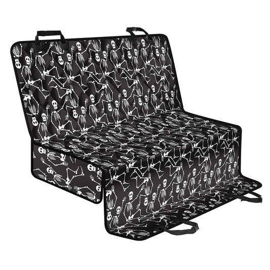 Black And White Skeleton Pattern Print Pet Car Back Seat Cover