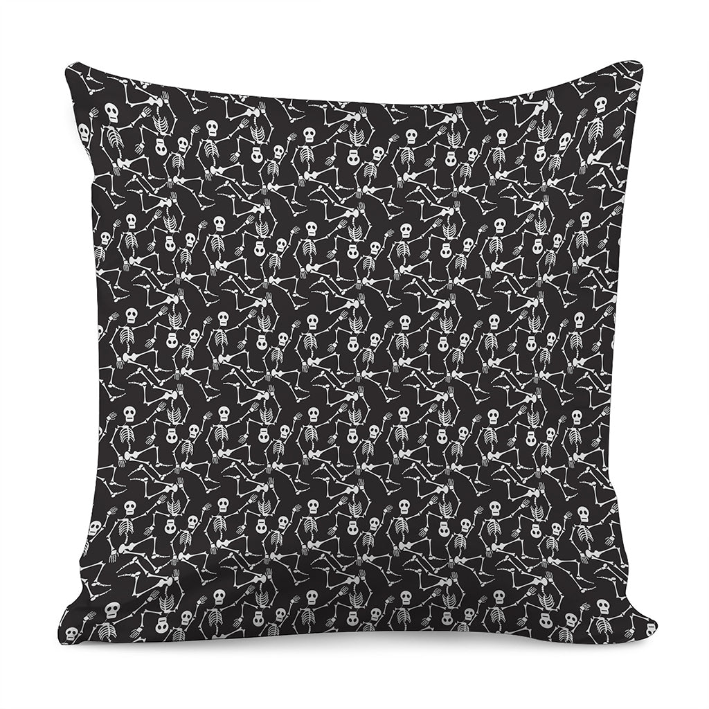 Black And White Skeleton Pattern Print Pillow Cover