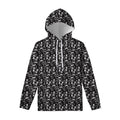 Black And White Skeleton Pattern Print Pullover Hoodie